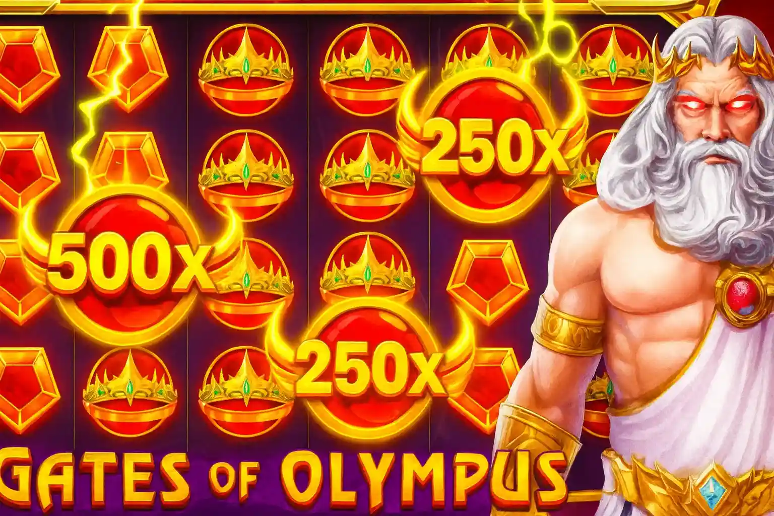 Multiplicadores 250x e 500x no slot Gates of Olympus com Zeus